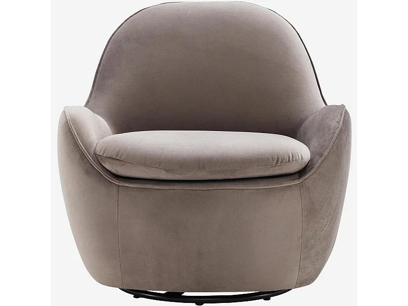Habitat - Fauteuil pivotant en velours - Taupe - Boca