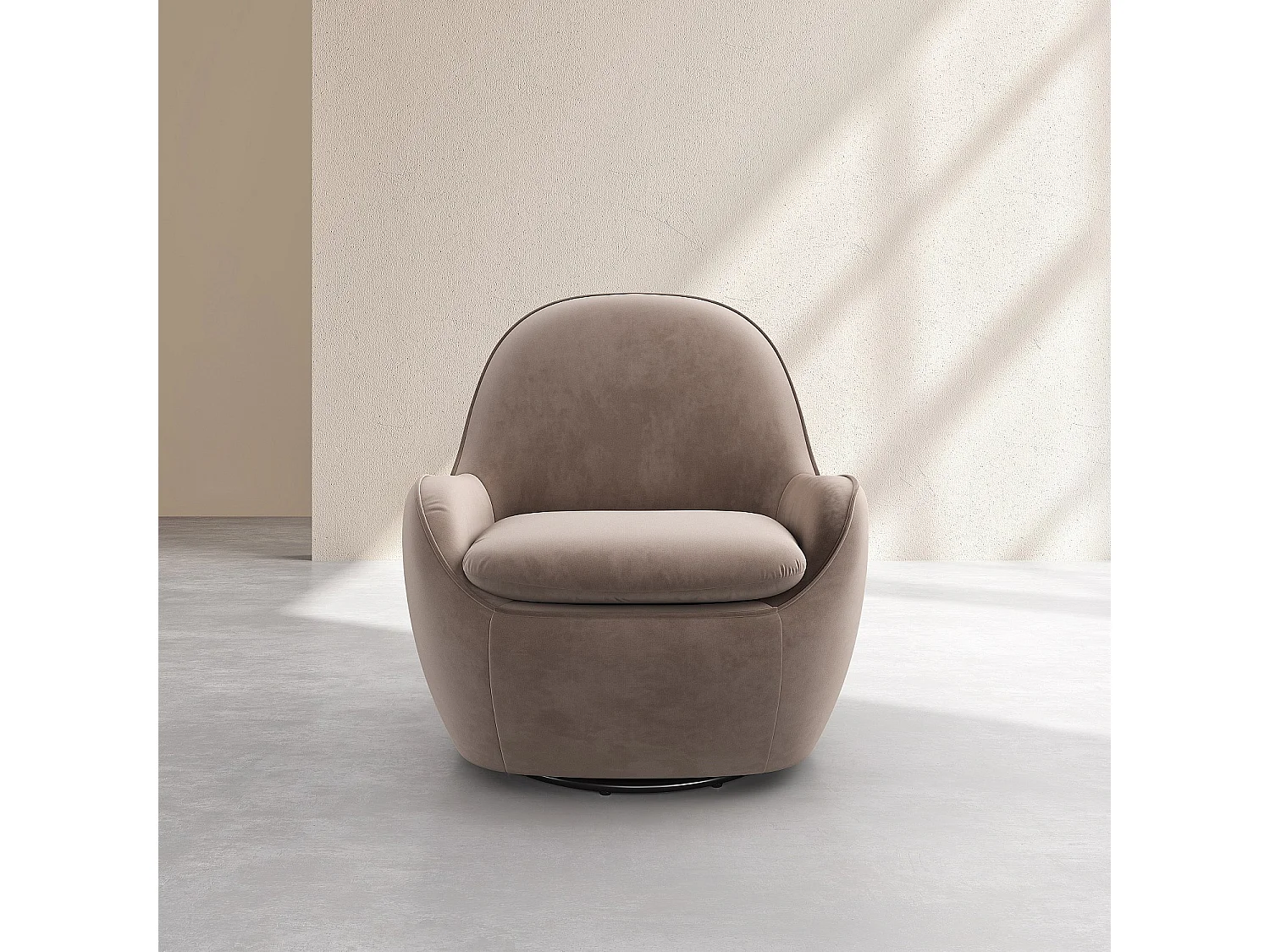 Habitat - Fauteuil pivotant en velours - Taupe - Boca