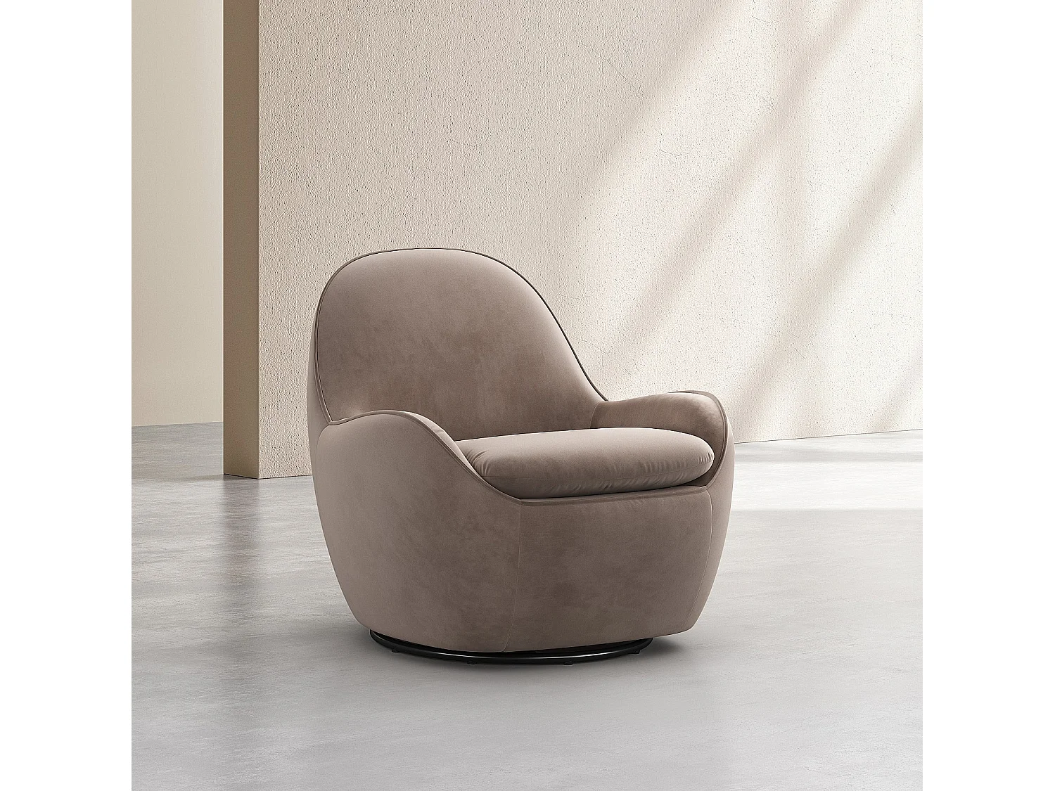 Fauteuil pivotant en velours - Taupe
