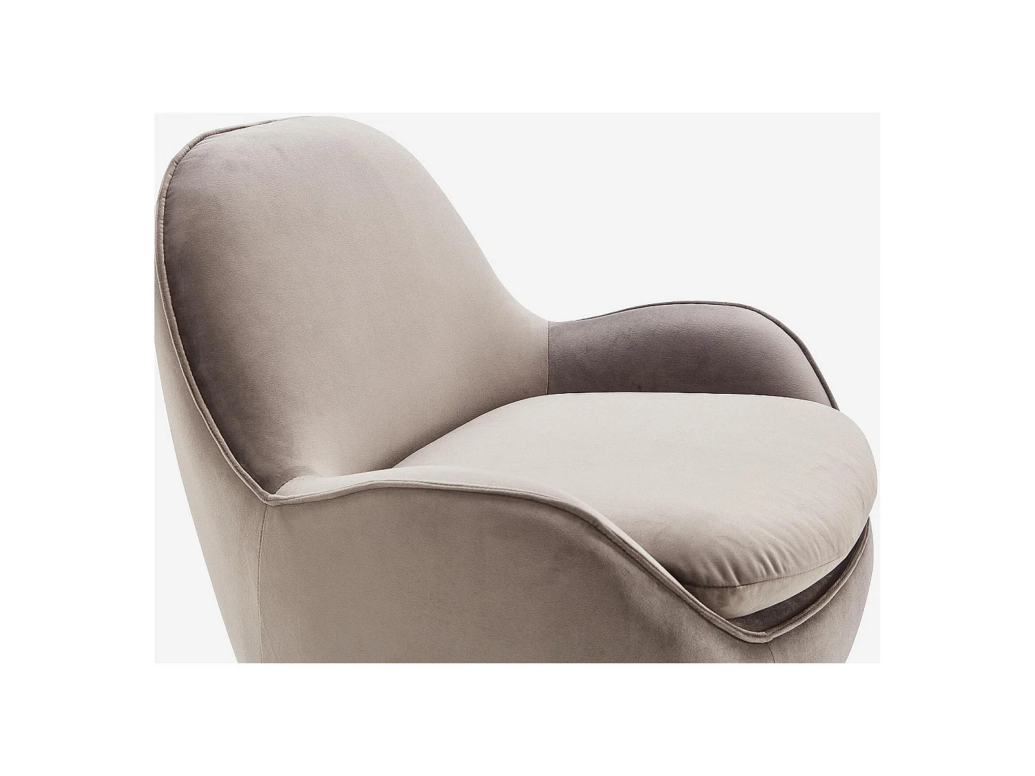 Habitat - Fauteuil pivotant en velours - Taupe - Boca
