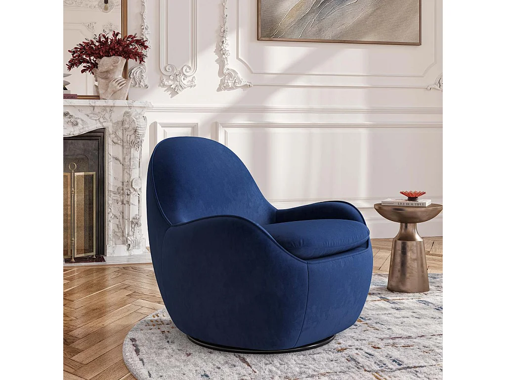 Habitat - Fauteuil pivotant en velours - Bleu roi - Boca