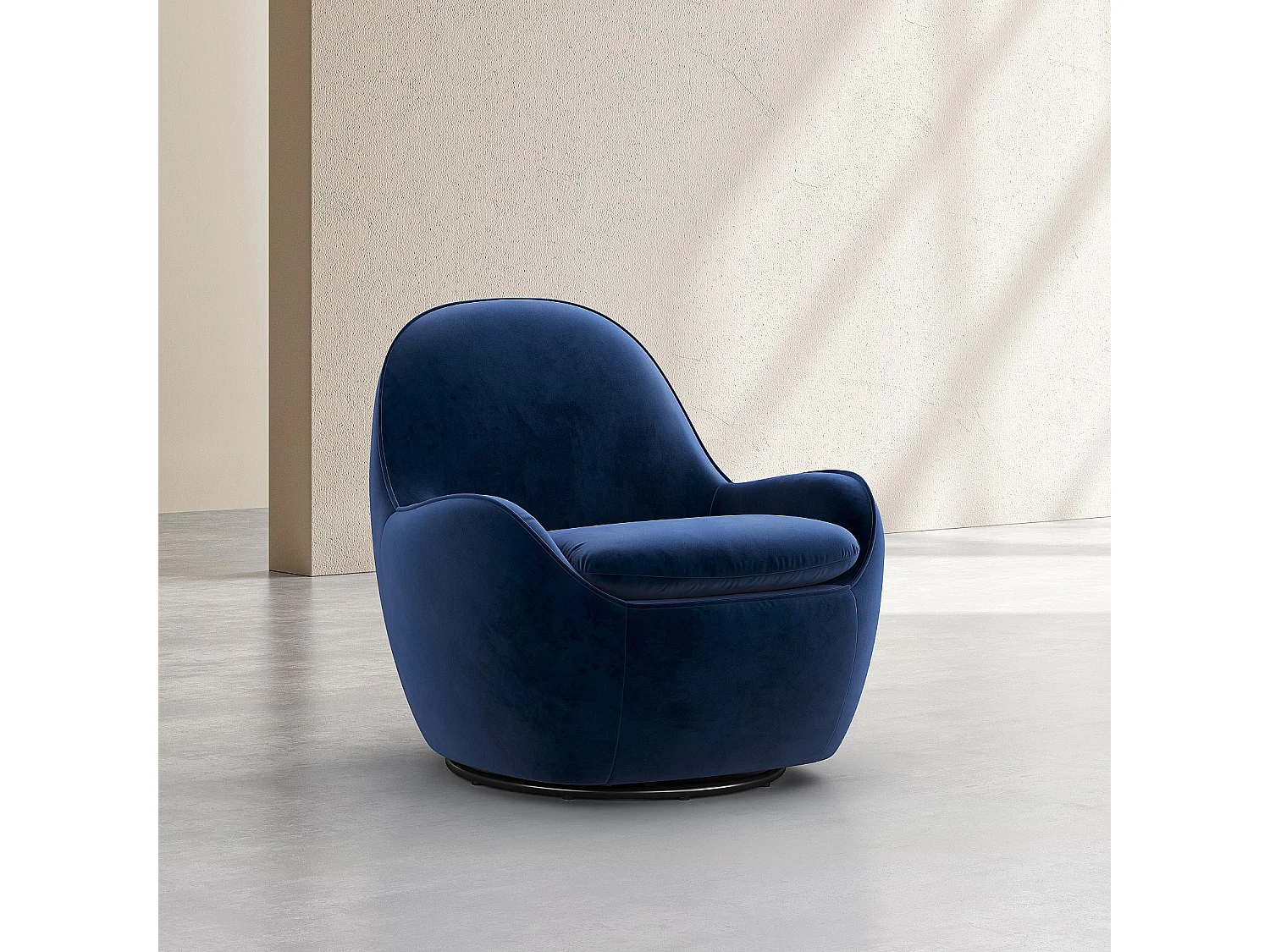 Habitat - Fauteuil pivotant en velours - Bleu roi - Boca