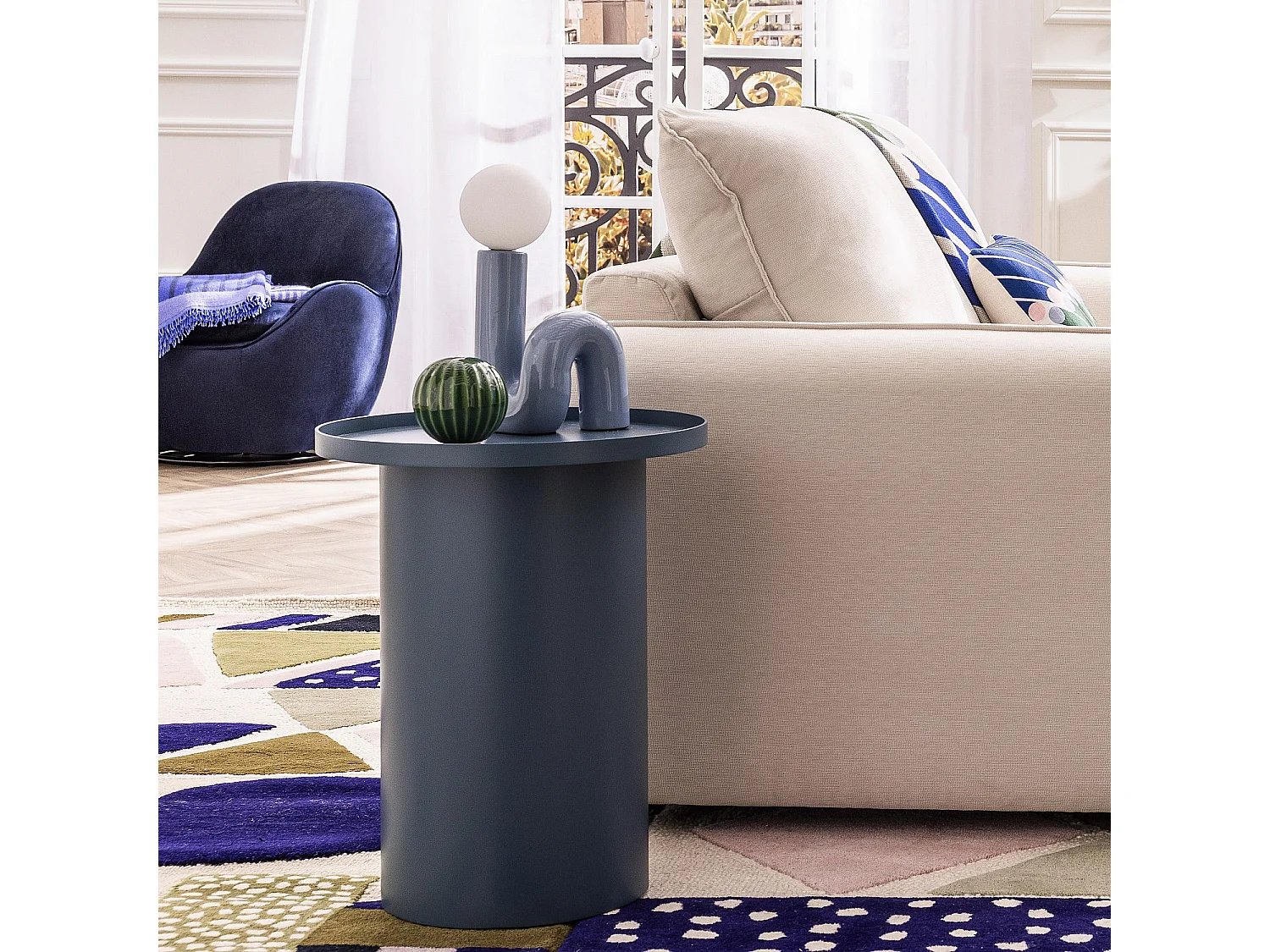 Habitat - Fauteuil pivotant en velours - Bleu roi - Boca