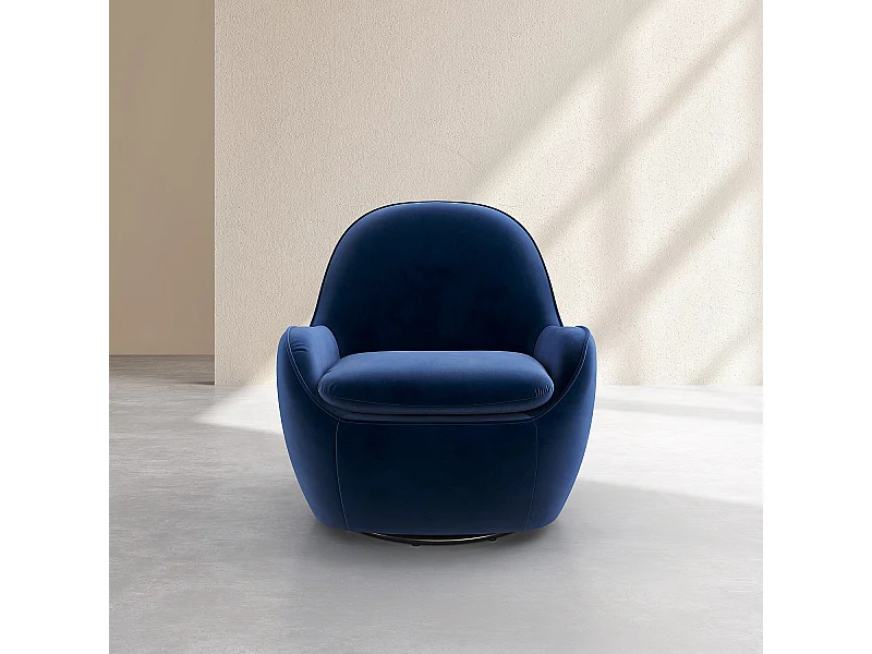Habitat - Fauteuil pivotant en velours - Bleu roi - Boca