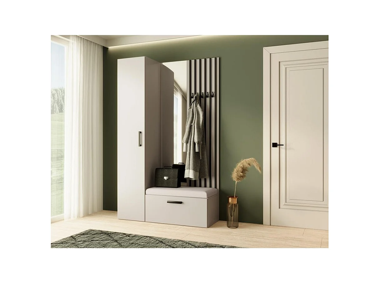 GARDEROBE Margaret II 121/203/43 avec lamelles et armoire haute