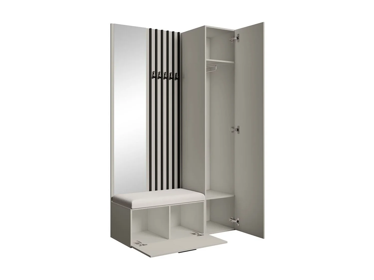 GARDEROBE Margaret II 121/203/43 avec lamelles et armoire haute