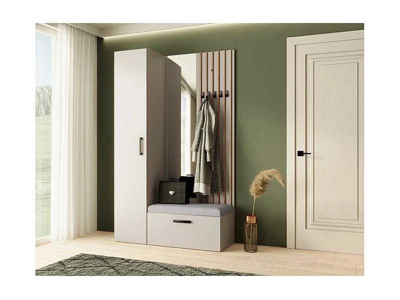 GARDEROBE Margaret II 121/203/43 avec lamelles et armoire haute