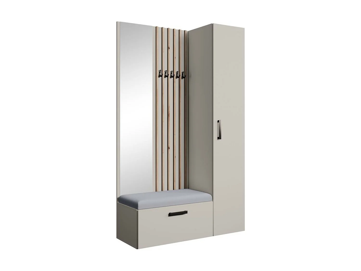 GARDEROBE Margaret II 121/203/43 avec lamelles et armoire haute