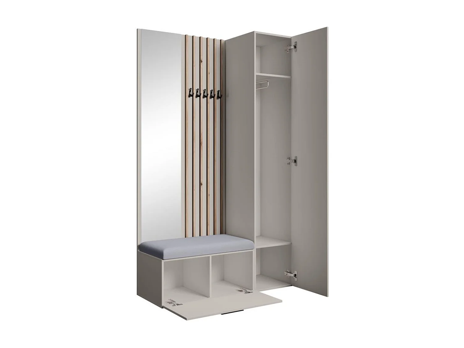 GARDEROBE Margaret II 121/203/43 avec lamelles et armoire haute