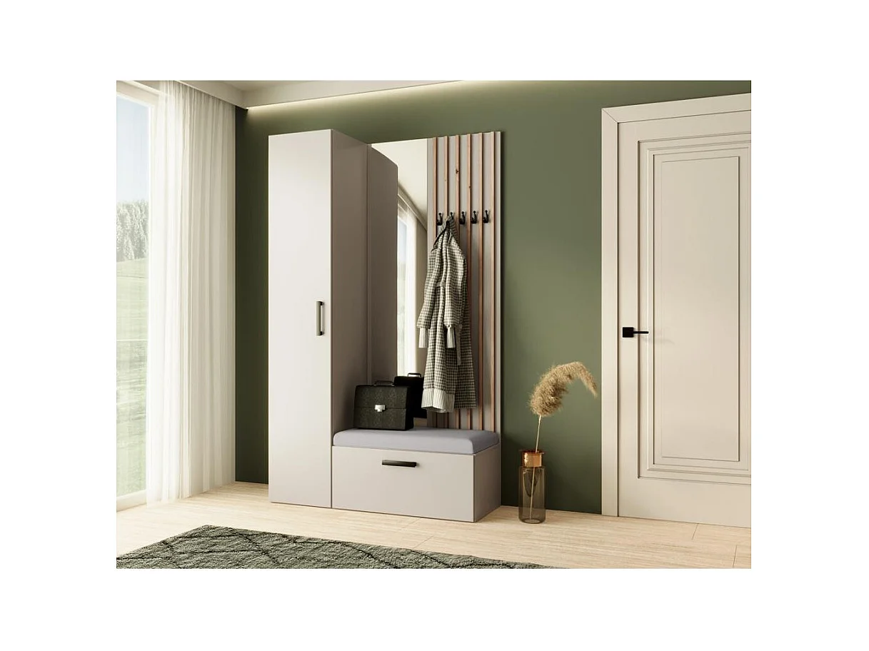 GARDEROBE Margaret II 121/203/43 avec lamelles et armoire haute