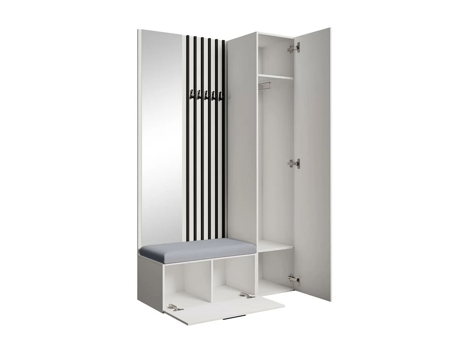 GARDEROBE Margaret II 121/203/43 mit Lamellen und Hochschrank