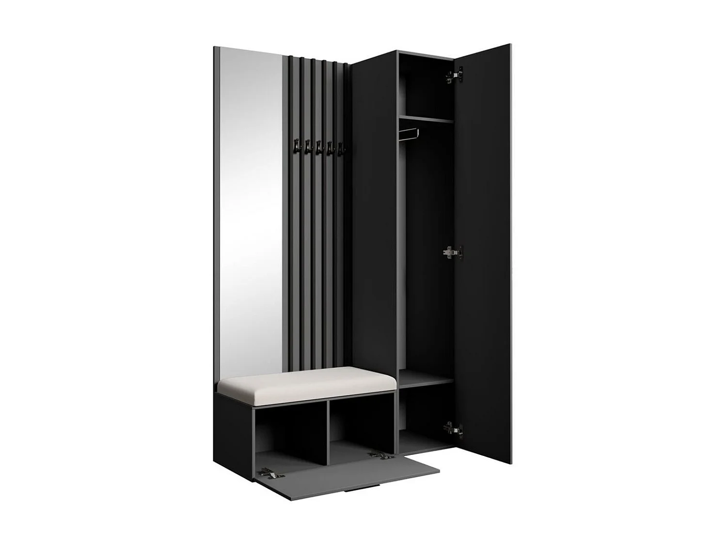 GARDEROBE Margaret II 121/203/43 avec lamelles et armoire haute