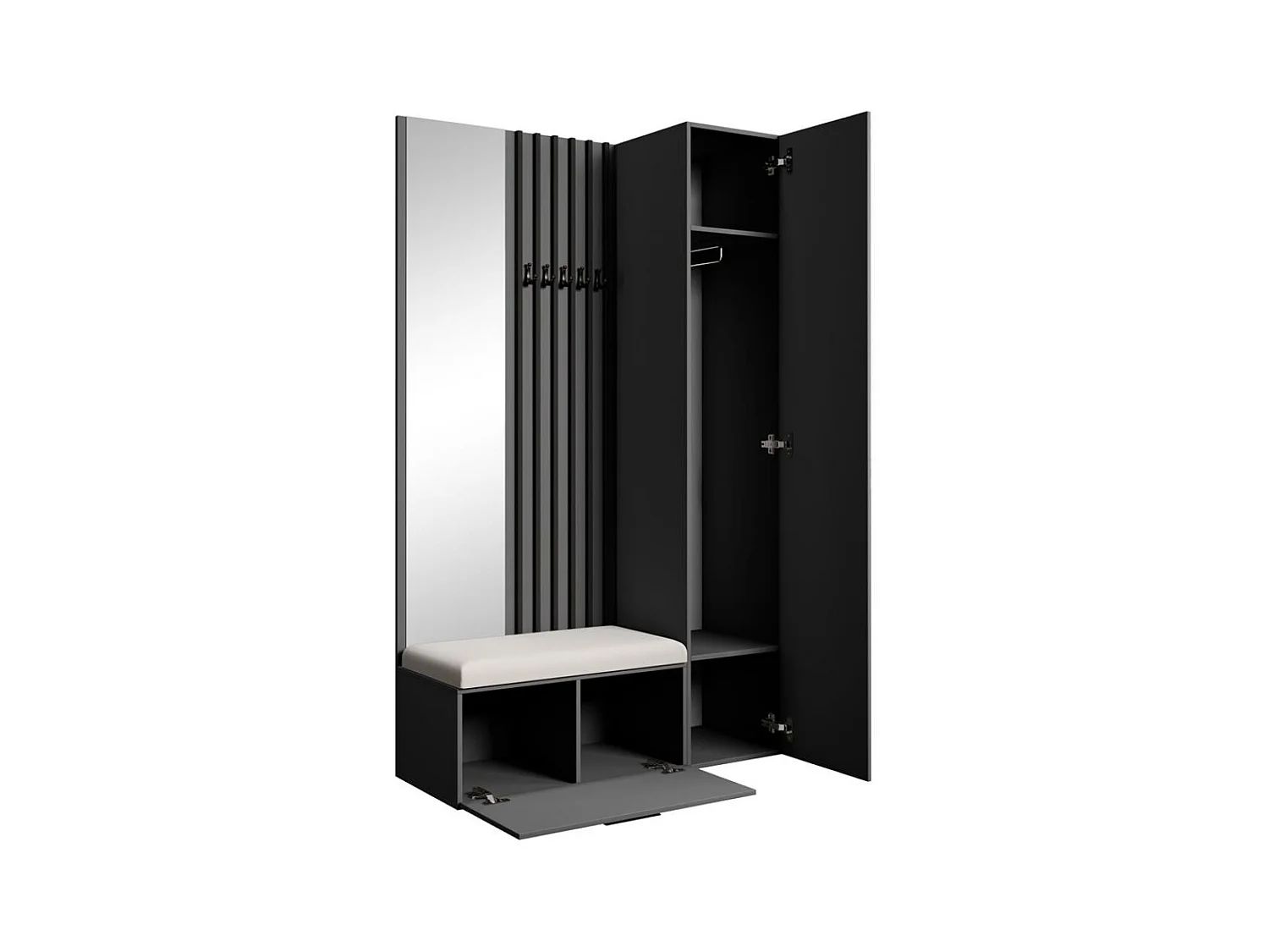 GARDEROBE Margaret II 121/203/43 avec lamelles et armoire haute