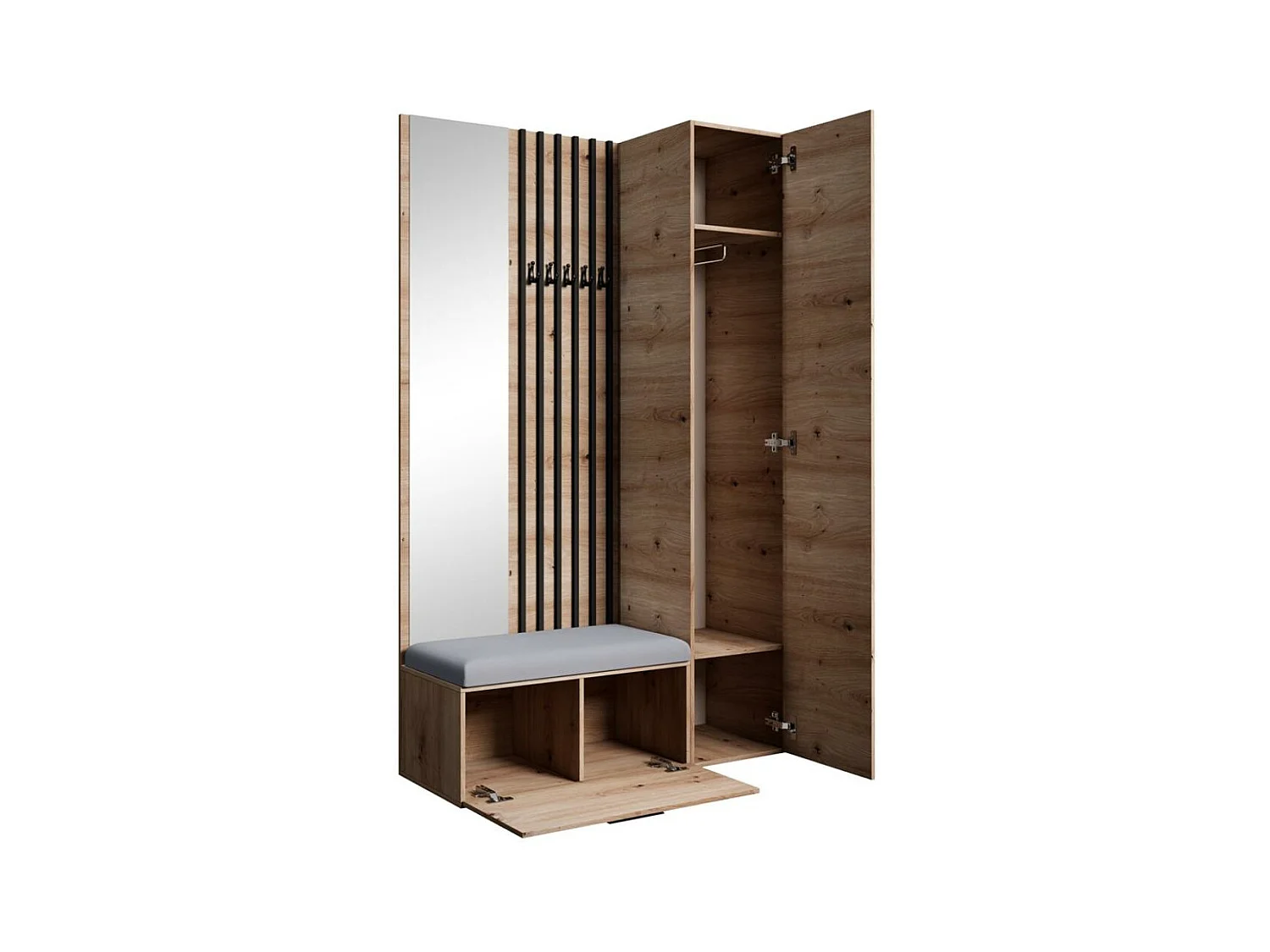 GARDEROBE Margaret II 121/203/43 avec lamelles et armoire haute