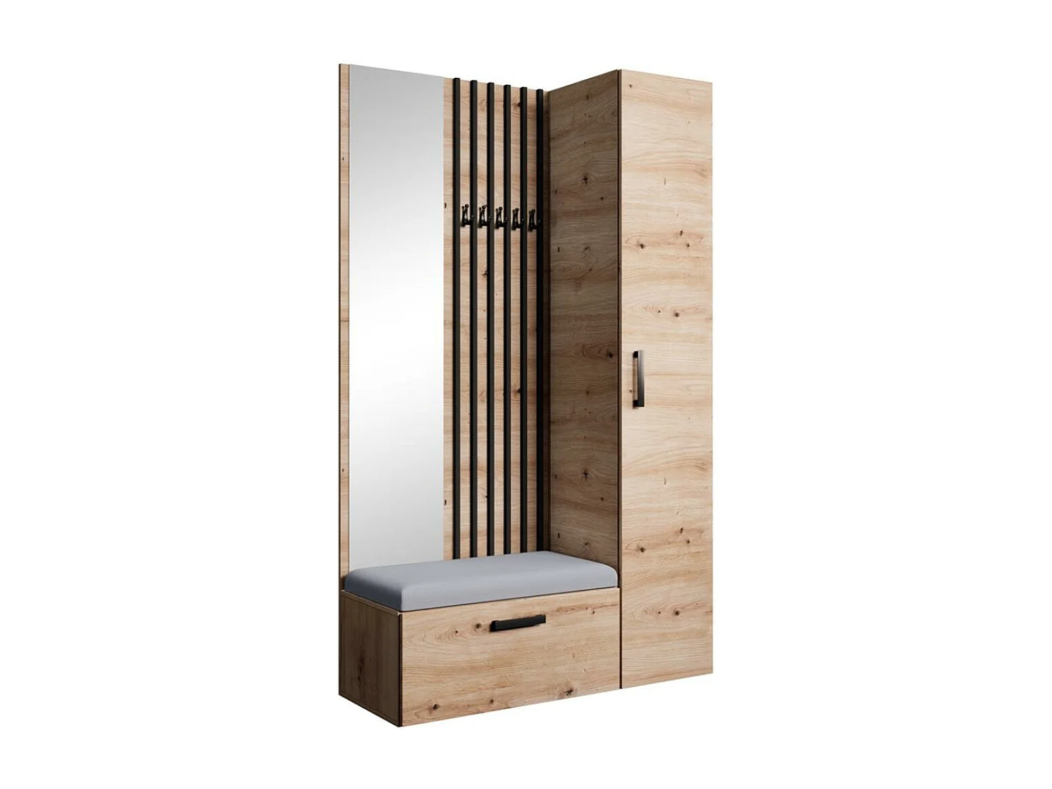 GARDEROBE Margaret II 121/203/43 avec lamelles et armoire haute