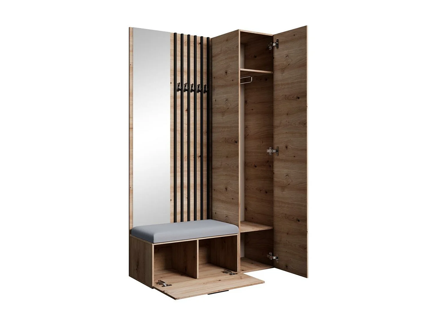 GARDEROBE Margaret II 121/203/43 avec lamelles et armoire haute