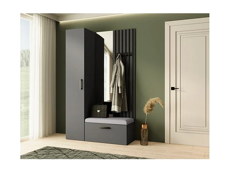 GARDEROBE Margaret II 121/203/43 mit Lamellen und Hochschrank