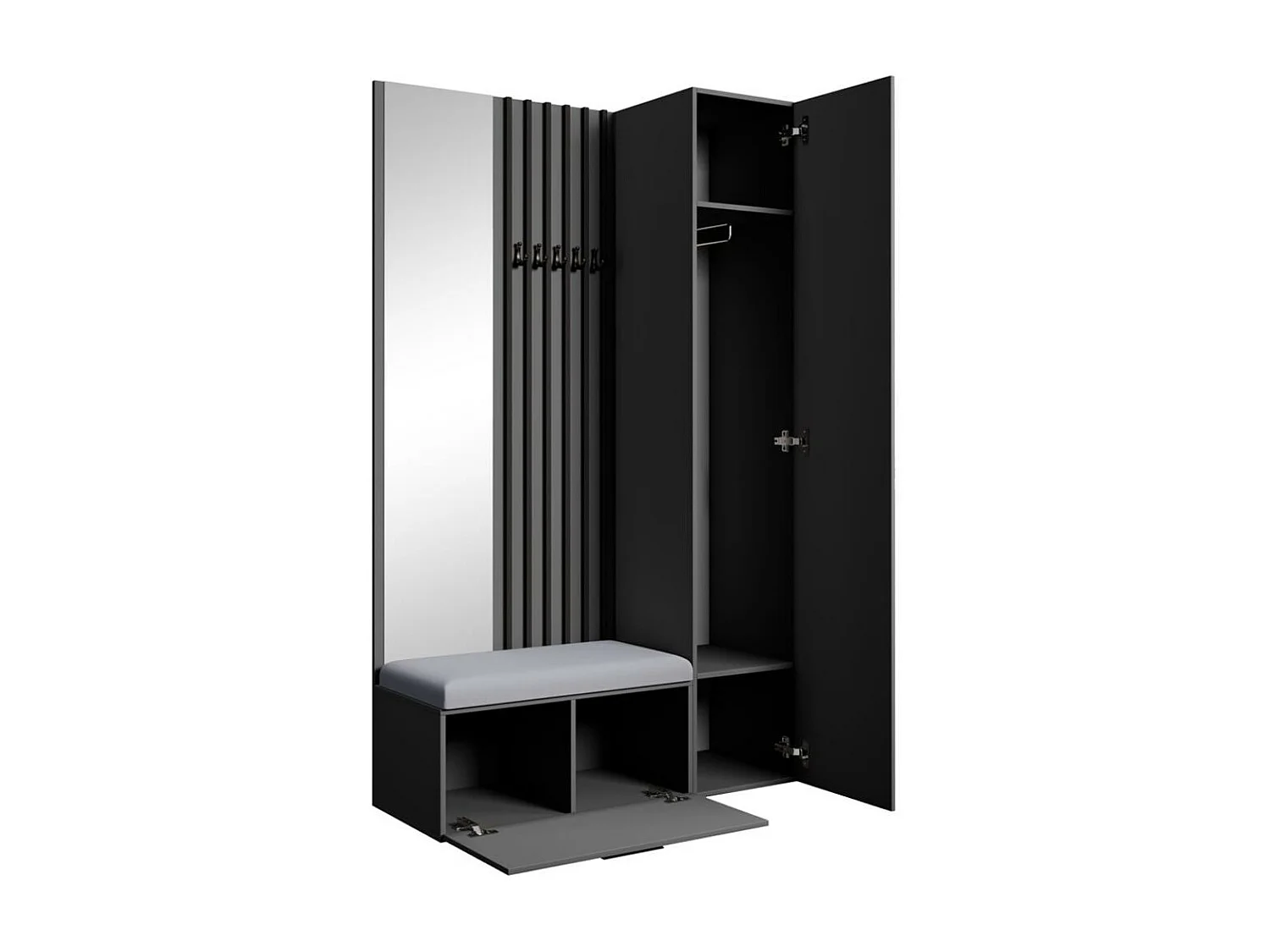 GARDEROBE Margaret II 121/203/43 avec lamelles et armoire haute