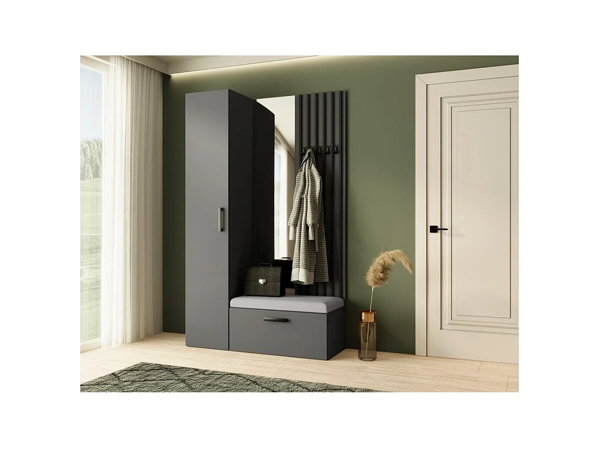 GARDEROBE Margaret II 121/203/43 mit Lamellen und Hochschrank