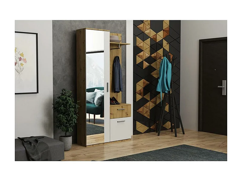 GARDEROBE Justin 97/196/30 weiß+eiche Artisan