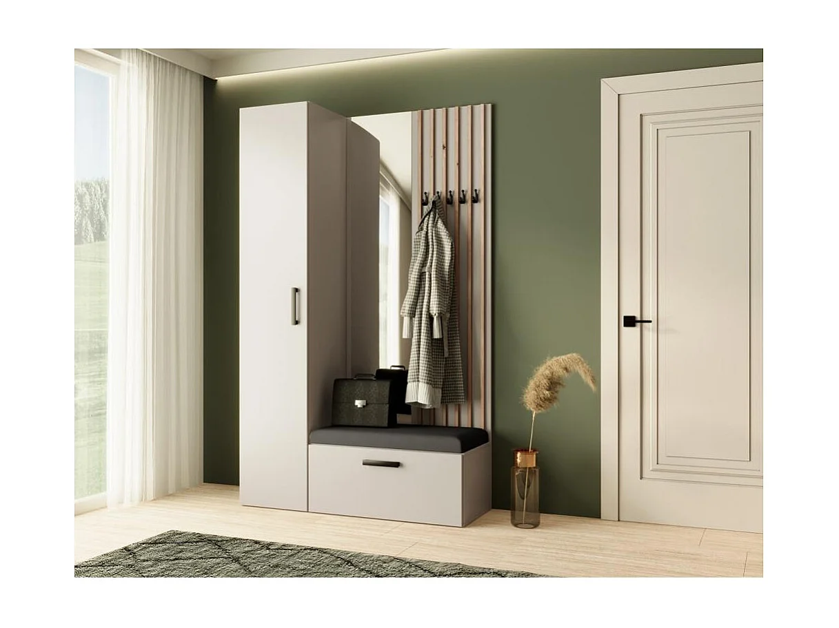 GARDEROBE Margaret II 121/203/43 avec lamelles et armoire haute