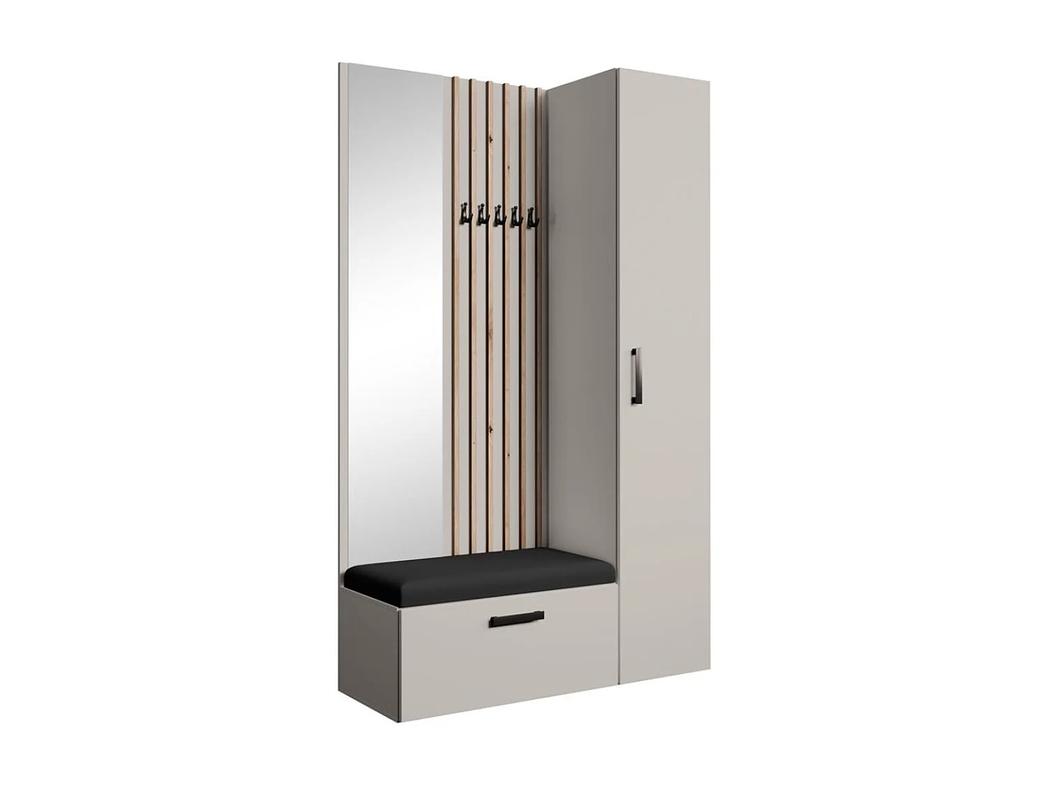 GARDEROBE Margaret II 121/203/43 avec lamelles et armoire haute