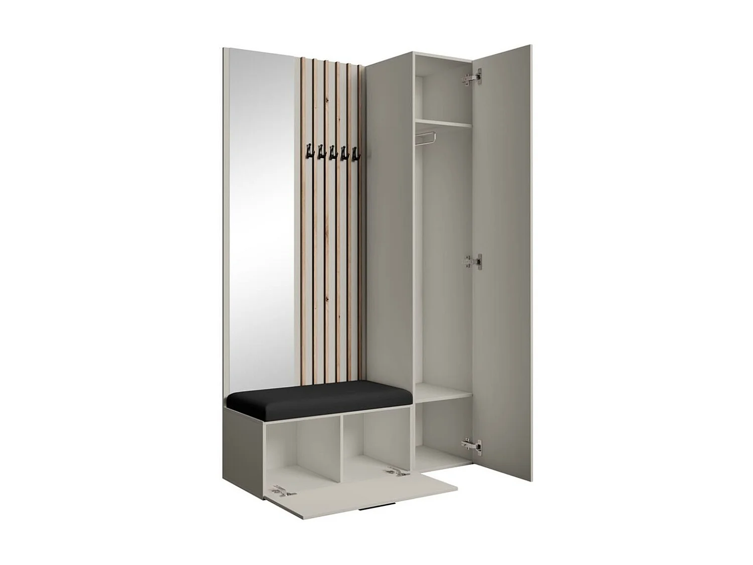 GARDEROBE Margaret II 121/203/43 avec lamelles et armoire haute