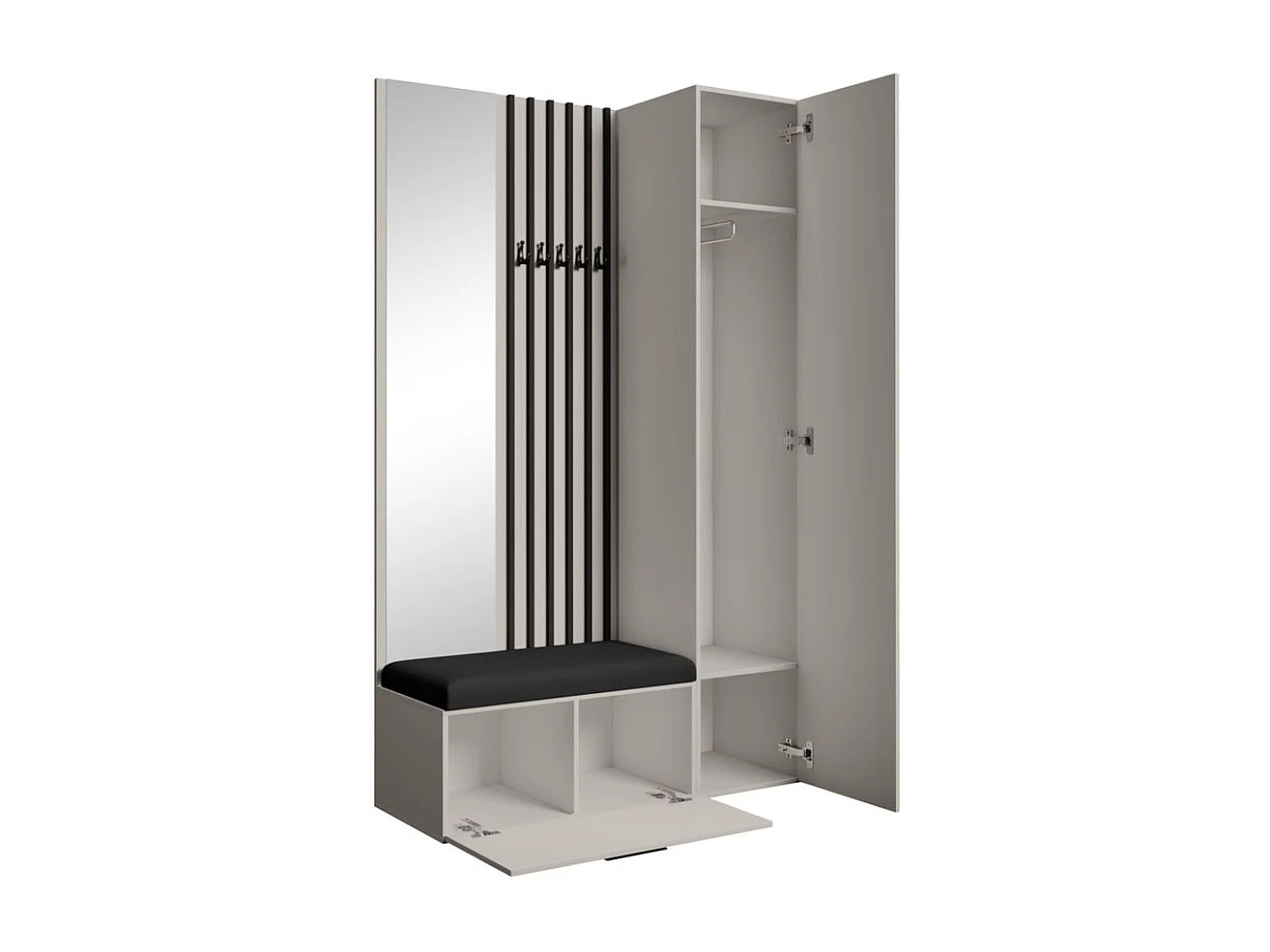 GARDEROBE Margaret II 121/203/43 avec lamelles et armoire haute