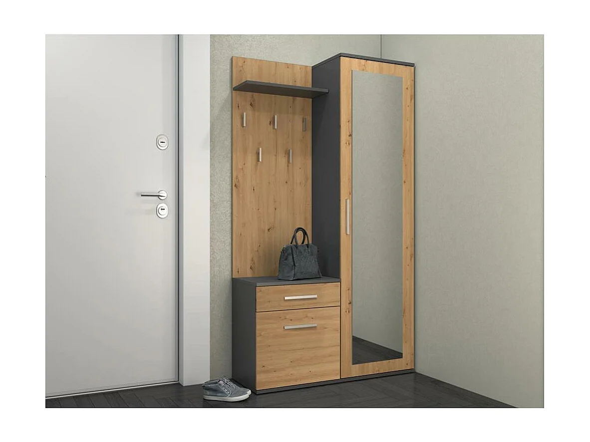 GARDEROBE Fiora 100/180/35 anthrazit+eiche artisan