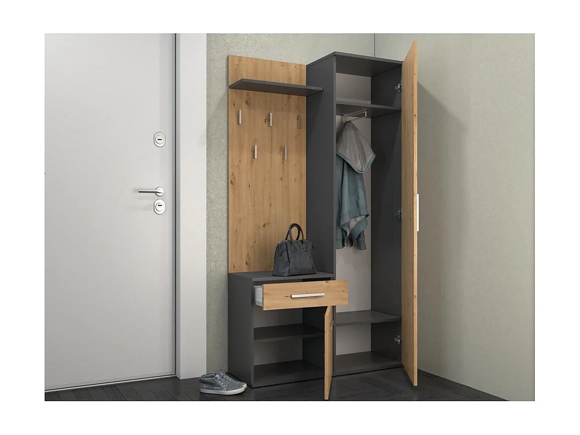 GARDEROBE Fiora 100/180/35 anthrazit+eiche artisan