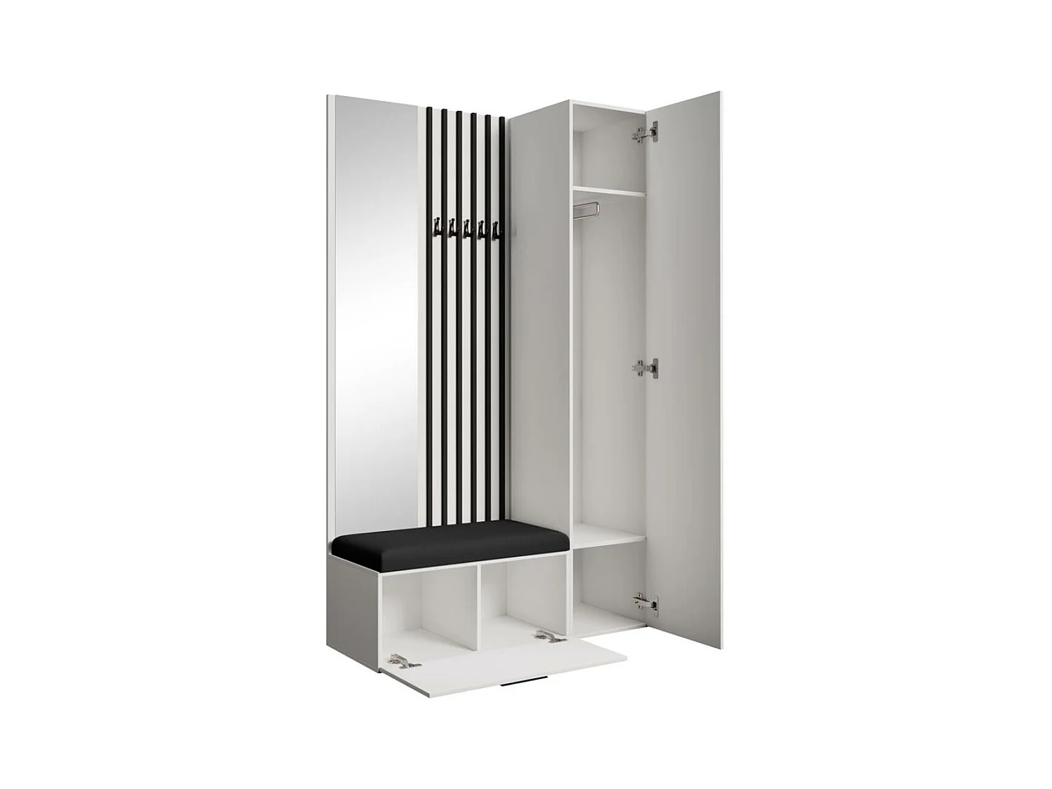 GARDEROBE Margaret II 121/203/43 avec lamelles et armoire haute