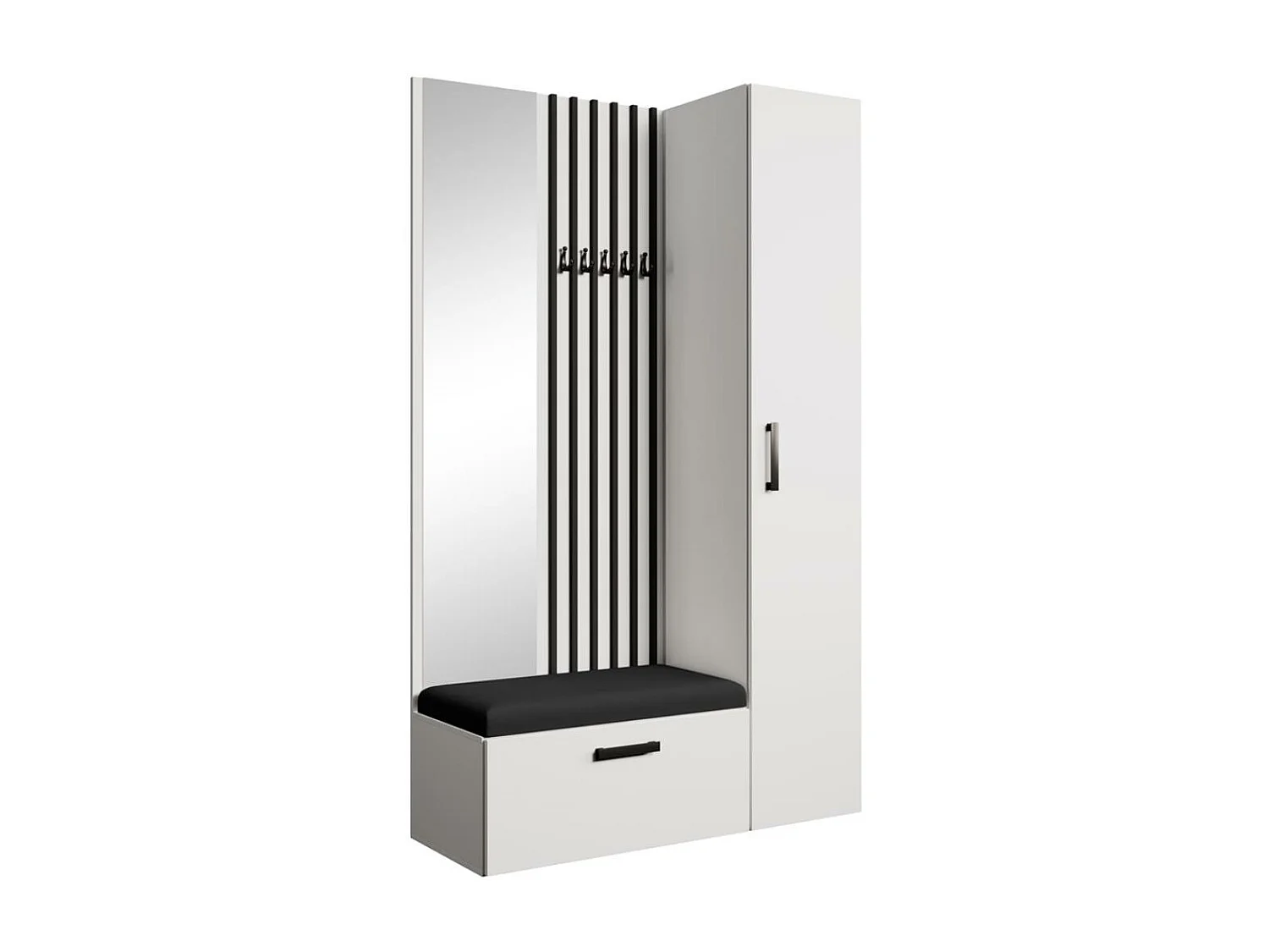 GARDEROBE Margaret II 121/203/43 avec lamelles et armoire haute