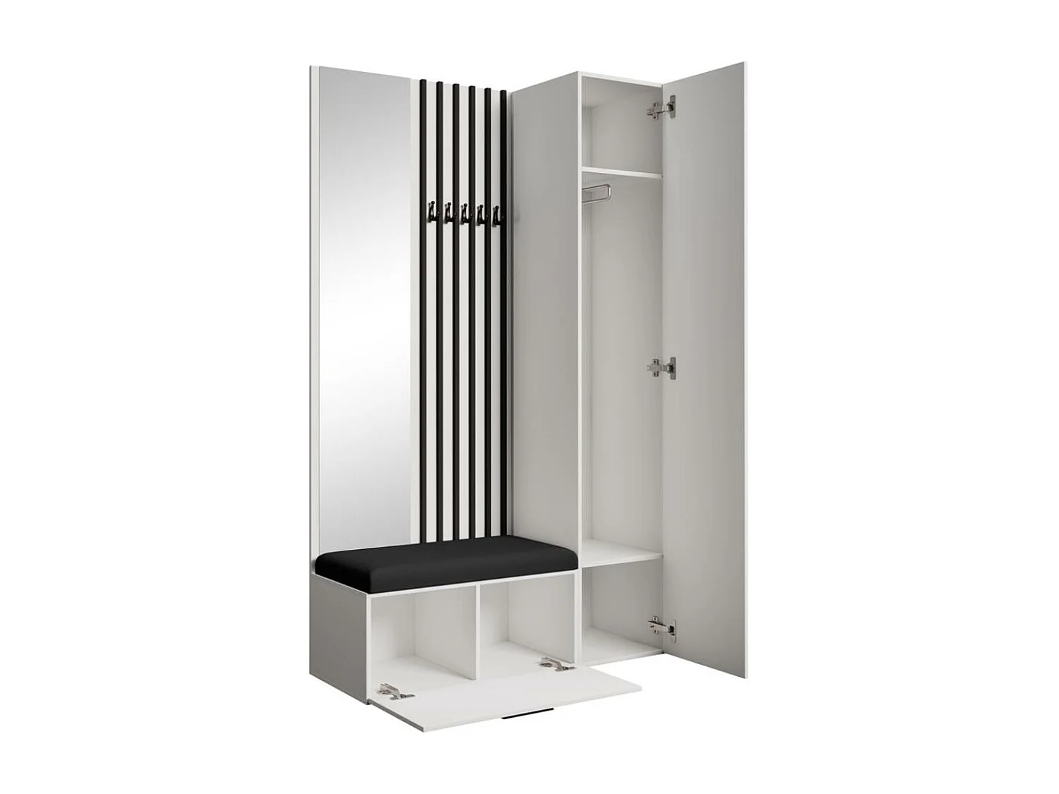 GARDEROBE Margaret II 121/203/43 avec lamelles et armoire haute