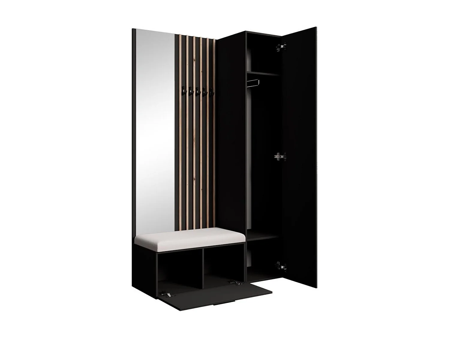 GARDEROBE Margaret II 121/203/43 avec lamelles et armoire haute