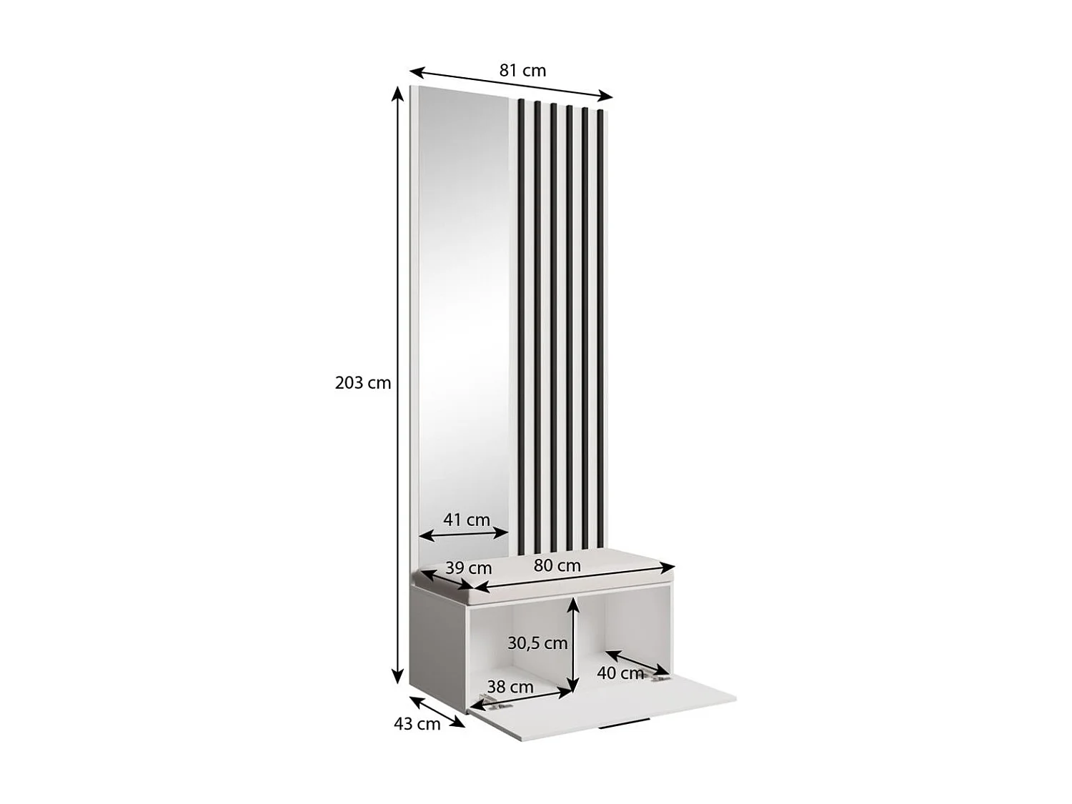 GARDEROBE Margaret II 81/203/43 avec lamelles et miroir