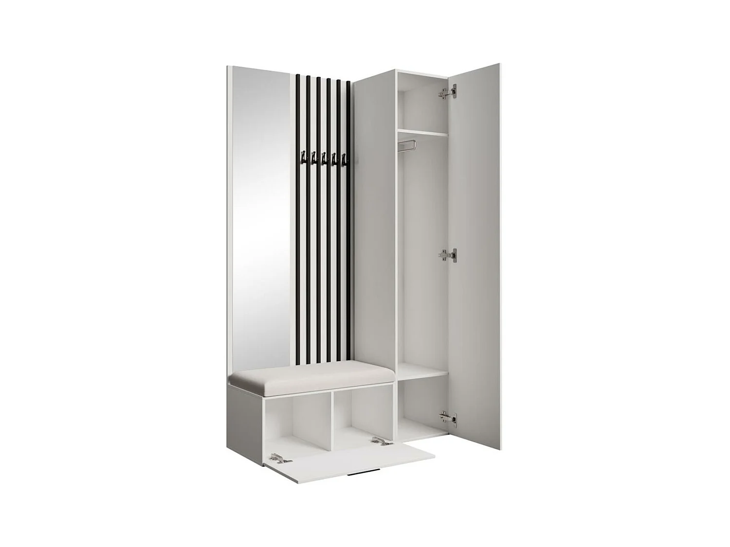 GARDEROBE Margaret II 121/203/43 avec lamelles et armoire haute