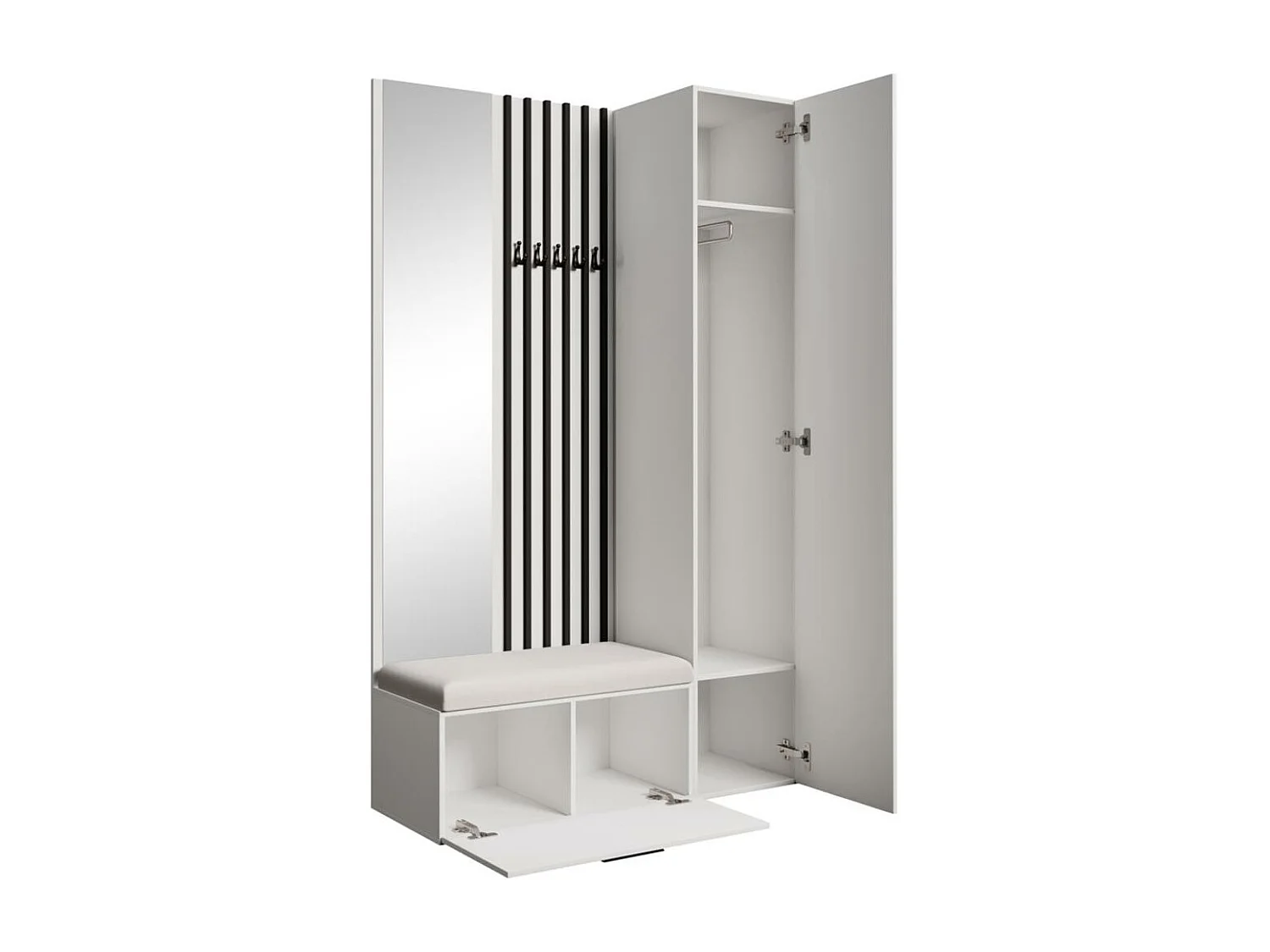 GARDEROBE Margaret II 121/203/43 avec lamelles et armoire haute