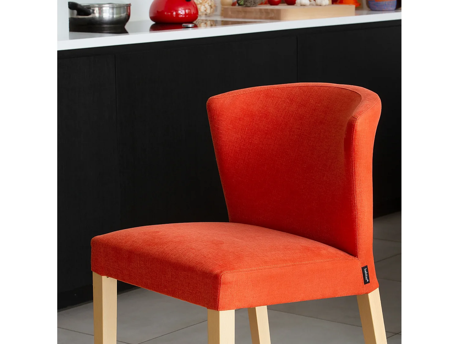 Chaise mi-haute de bar en tissu - Orange