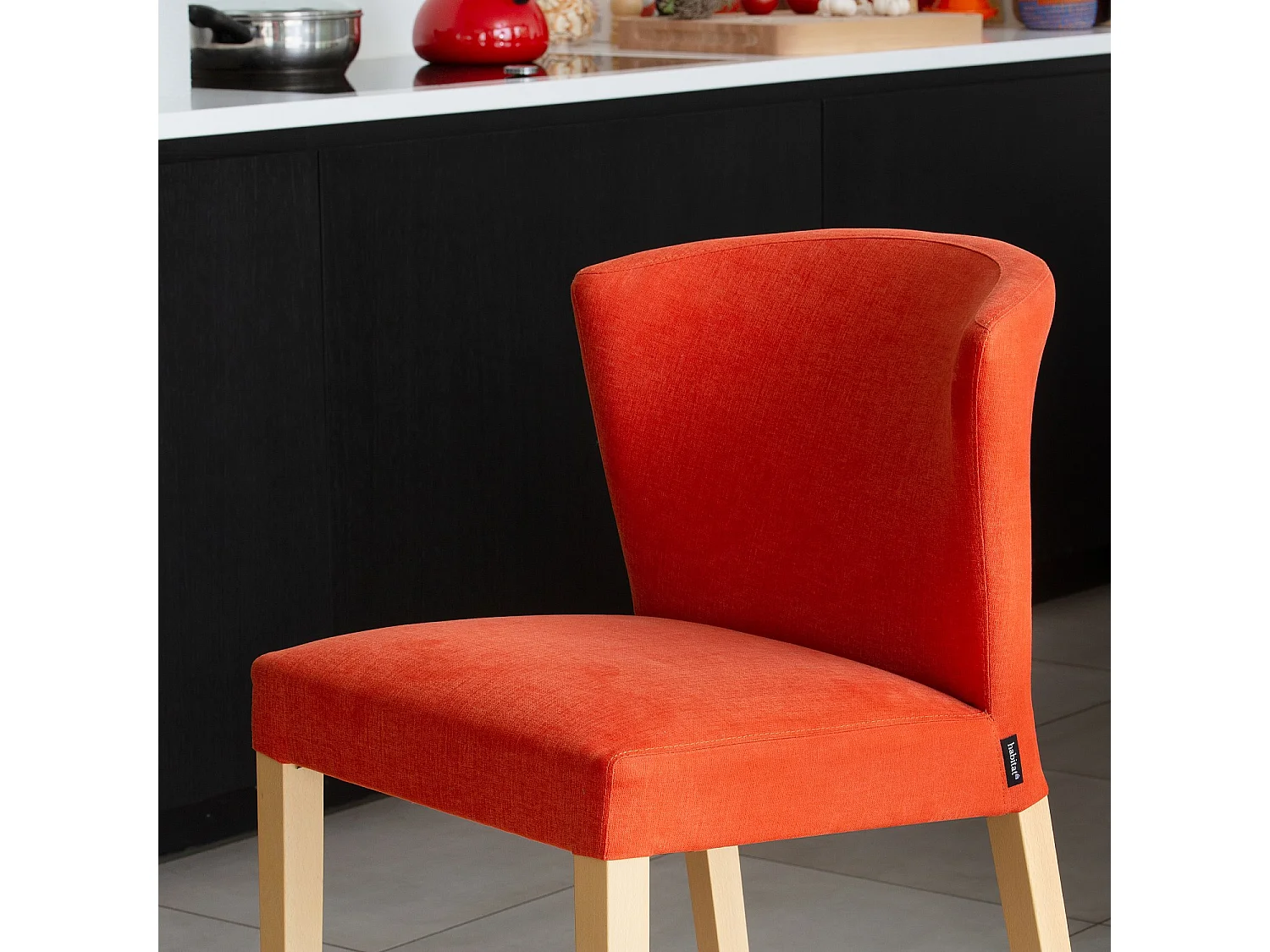 Chaise mi-haute de bar en tissu - Orange