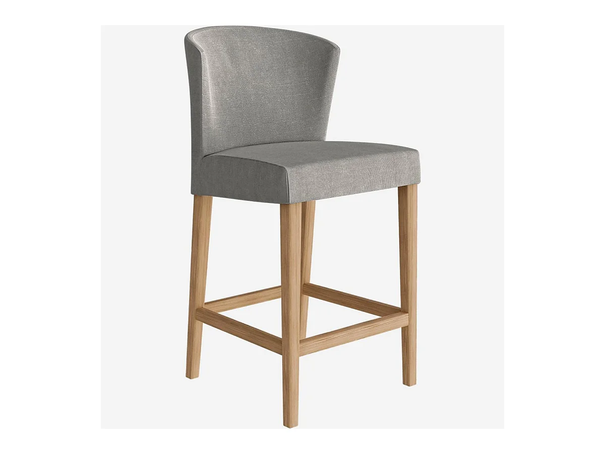 Habitat - Lot de 2 chaises mi-hautes de bar en tissu - Gris - Valentina