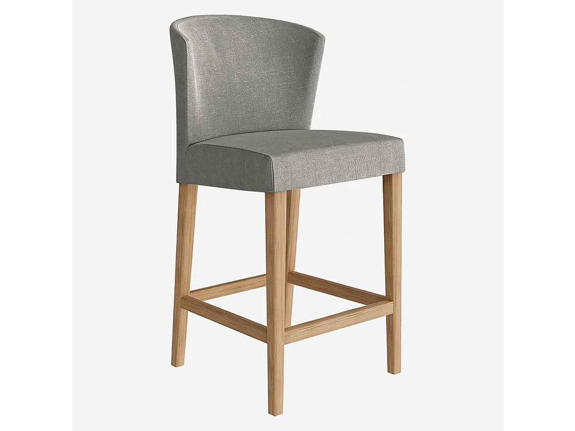 Habitat - Lot de 2 chaises mi-hautes de bar en tissu - Gris - Valentina