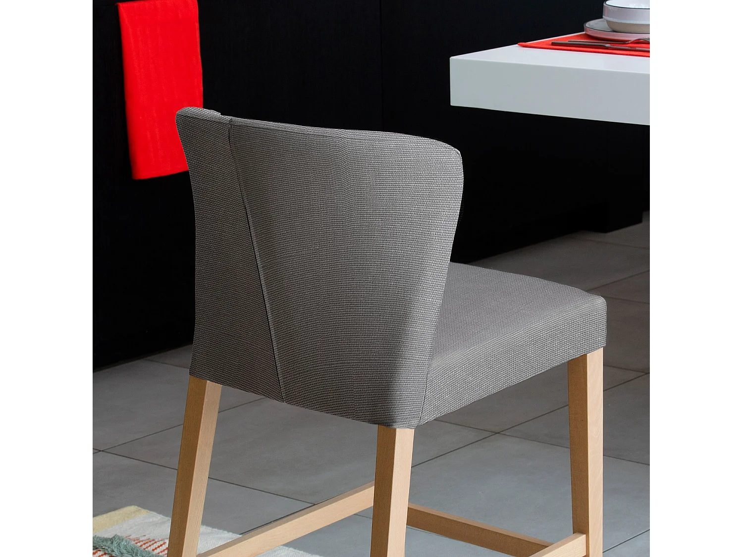 Habitat - Chaise mi-haute de bar en tissu - Gris - Valentina