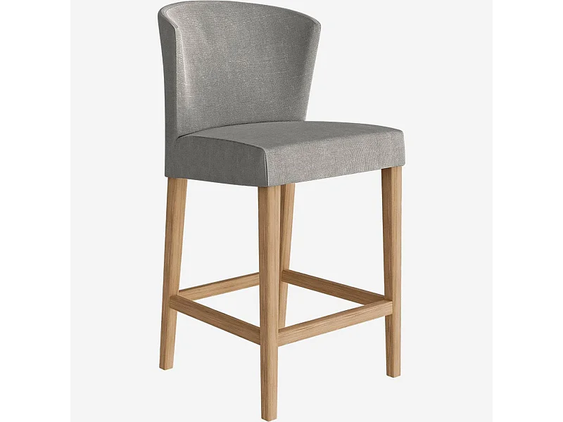 Habitat - Lot de 2 chaises mi-hautes de bar en tissu - Gris - Valentina