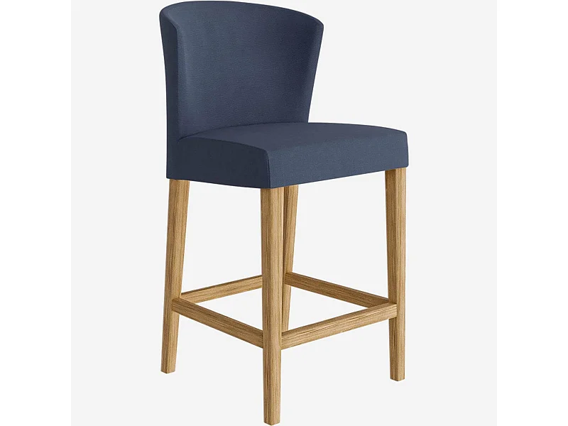 Habitat - Lot de 2 chaises mi-hautes de bar en tissu - Bleu - Valentina