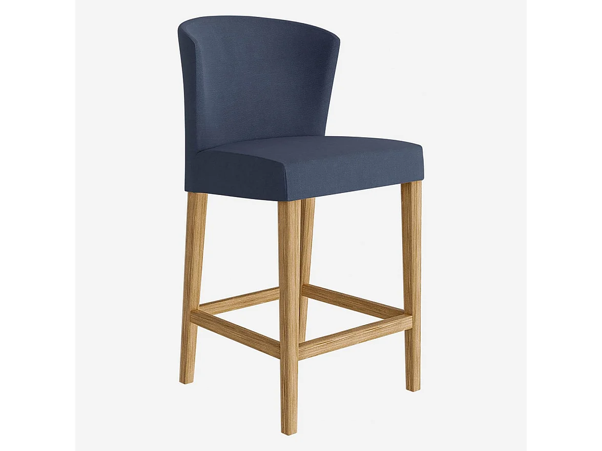 Habitat - Lot de 2 chaises mi-hautes de bar en tissu - Bleu - Valentina