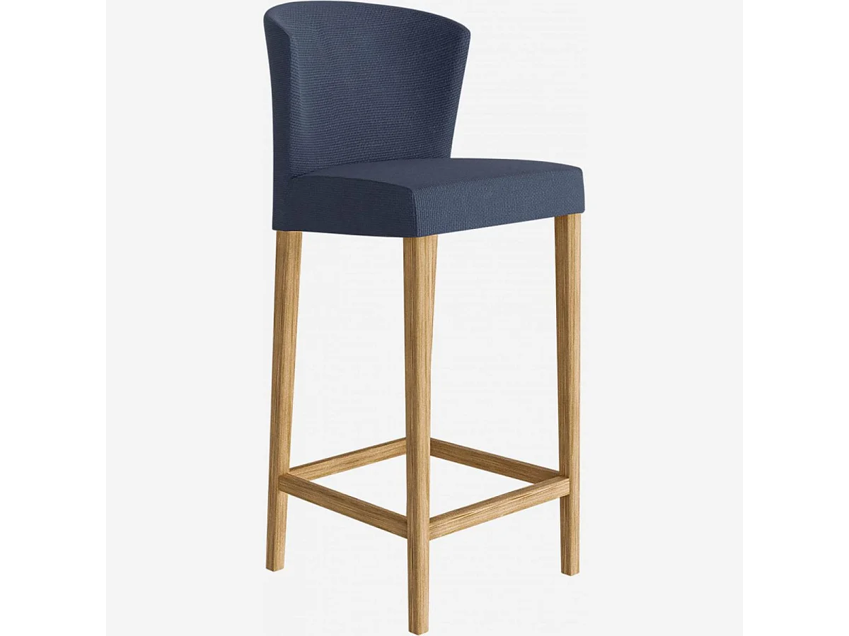 Habitat - Lot de 2 chaises hautes de bar en tissu - Bleu - Valentina