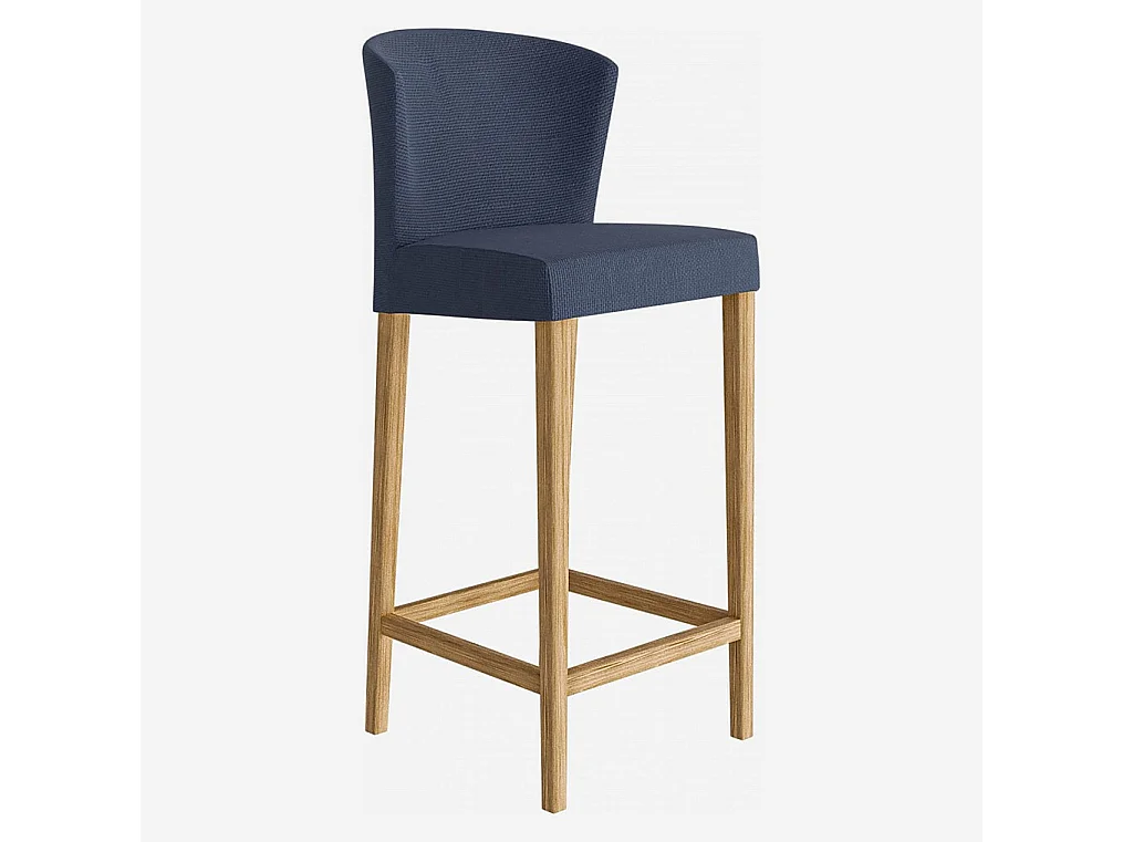 Habitat - Lot de 2 chaises hautes de bar en tissu - Bleu - Valentina