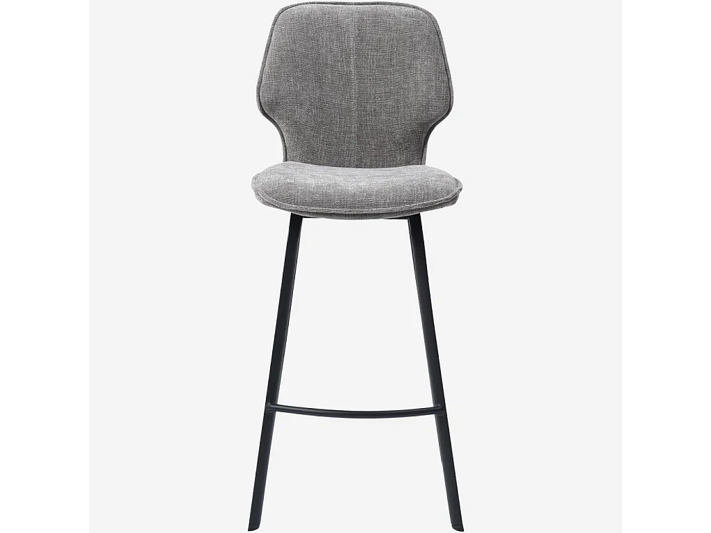 Habitat - Lot de 2 tabourets de bar en tissu chenille et métal noir - Gris fumé - Vince