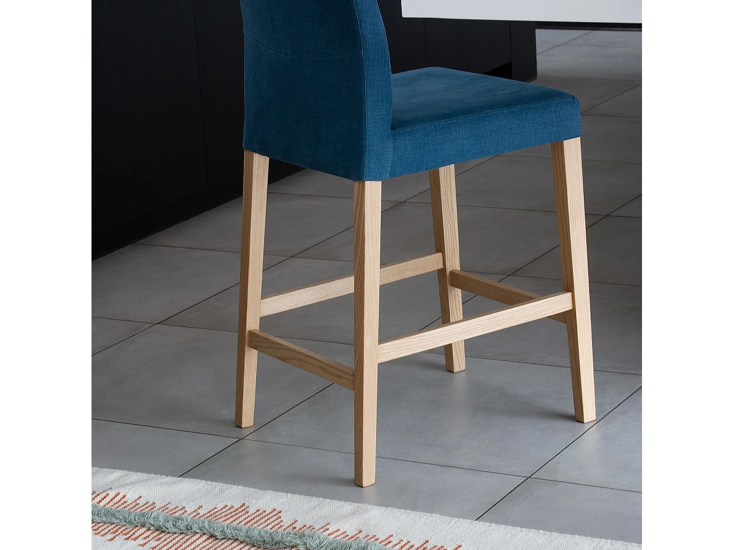 Chaise mi-haute de bar en tissu - Bleu