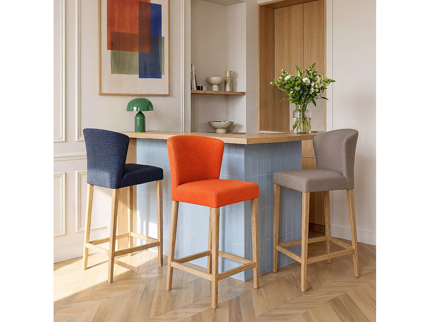 Habitat - Tabouret haut de bar en tissu - Orange VALENTINA